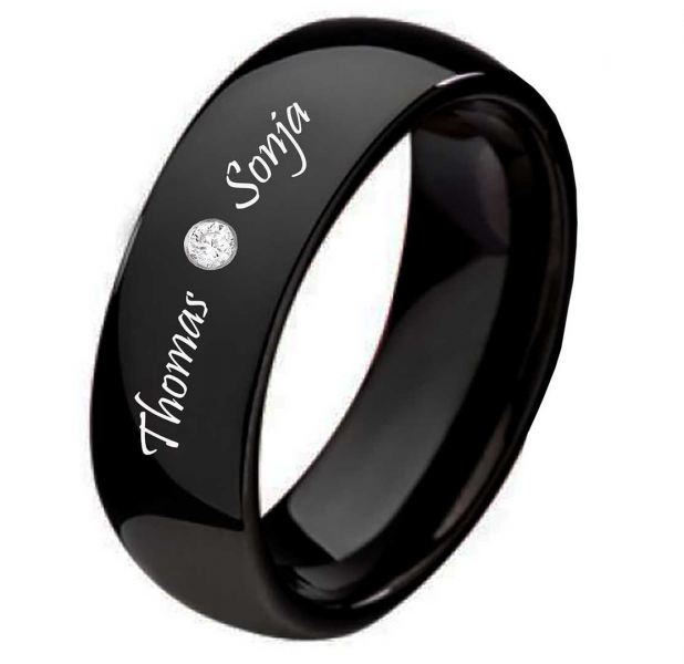 Preview: Ring aus Wolfram W109 mit Gravur