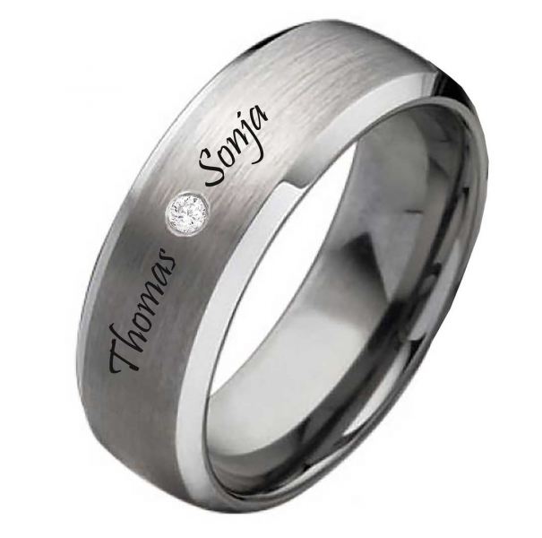 Preview: Damenring Wolframring DW114 mit Zirkonia