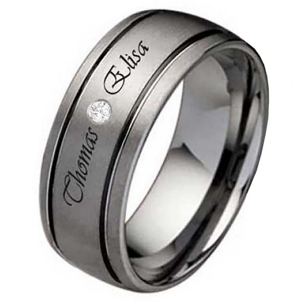 Preview: Damenring Wolframring DW116 mit Zirkonia