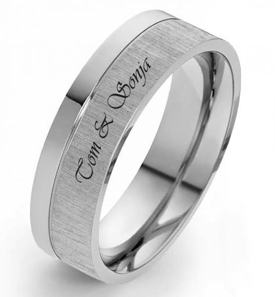 Preview: Elegante Edelstahlring E039 ohne Stein mit Außengravur