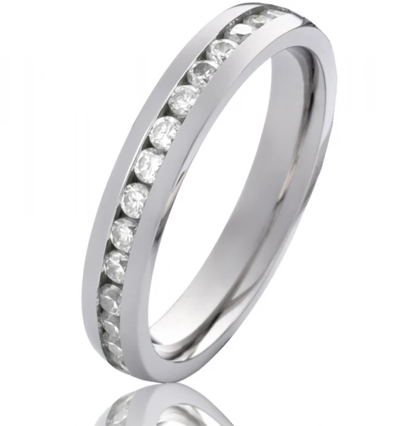 Edelstahlringe E092 mit Zirkonia und gratis Gravur