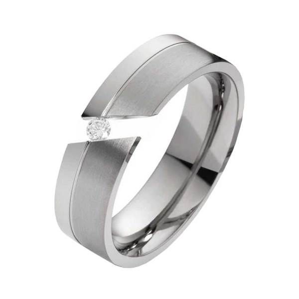 Damenring Edelstahl DE138 mit Zirkonia