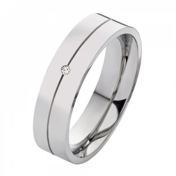 Edelstahlringe E166 mit Diamant und Gravur