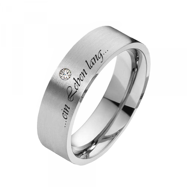 Preview: Edelstahlrine E173 mit Zirkonia oder Diamant und Außengravur