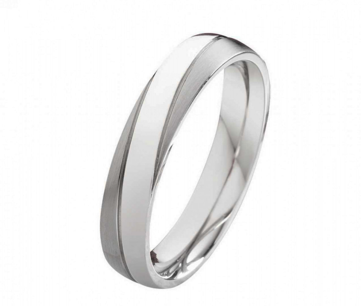 Preview: Polierter und mattierter Ring E183 ohne Stein mit Gravur