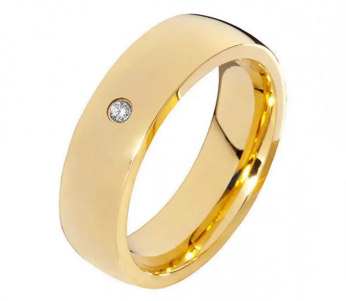 Klassische Edelstahlring E209 mit Stein und Gravur