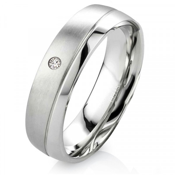 Edelstahlringe MOR13 mit Zirkonia - Diamant - Gravur