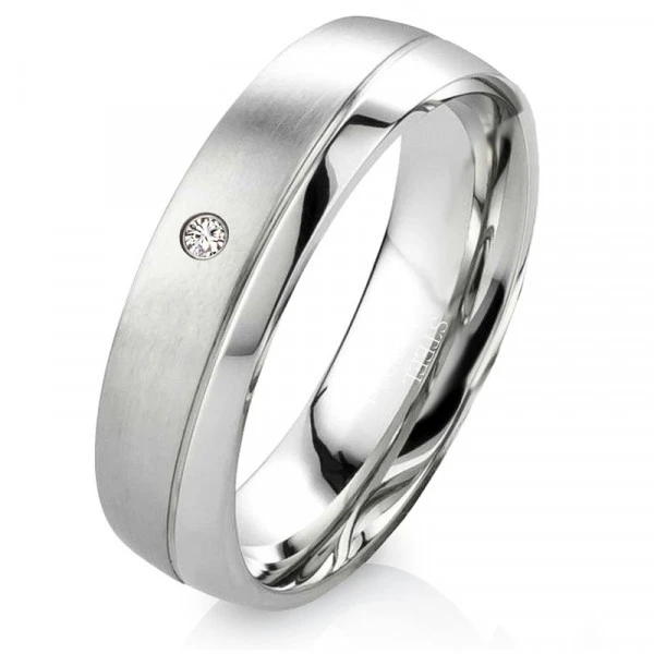 Edelstahlringe MOR13 mit Zirkonia - Diamant - Gravur Edelstahlringe MOR13 mit Zirkonia - Diamant - Gravur