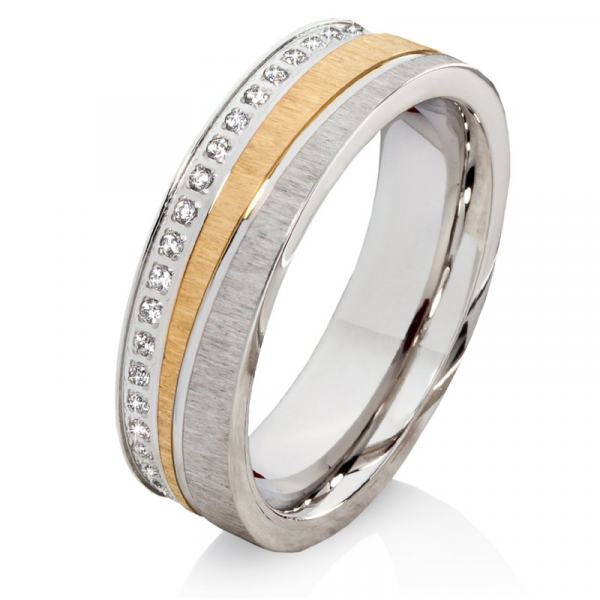 Preview: Edelstahlring P301 mit Zirkonias