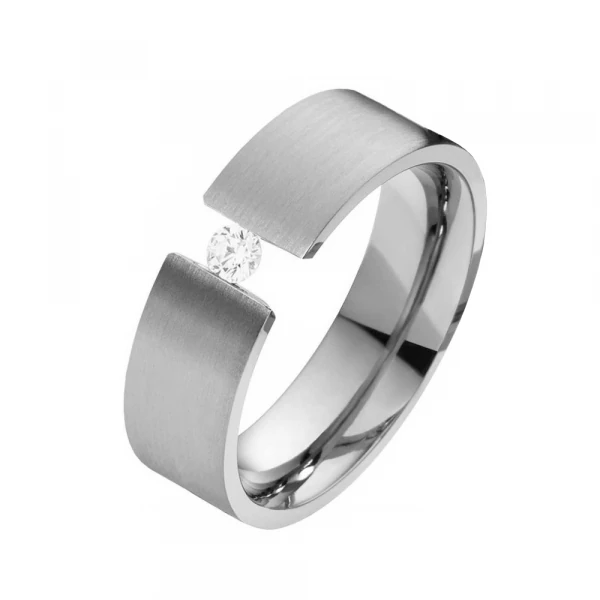 Damenring Edelstahl DE346 mit Zirkonia