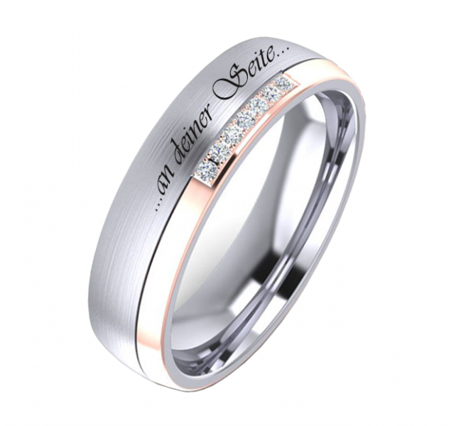 Preview: Edelstahlring E338 mit Zirkonias und Außengravur