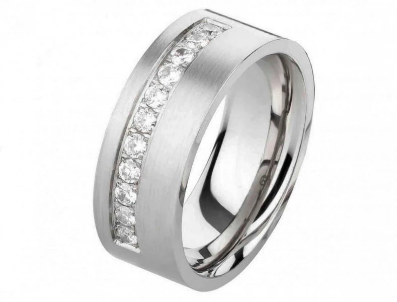 Damenring Edelstahl DE141 mit Zirkonias