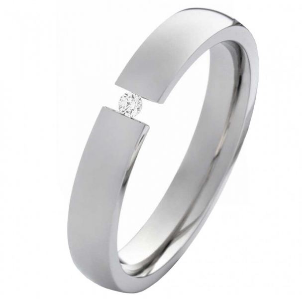 Preview: Edelstahlring LUC1 mit Stein und Gravur