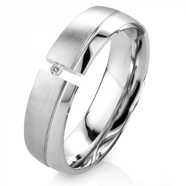 Preview: Großartiger Damenring LUC13 mit Stein und Gravur