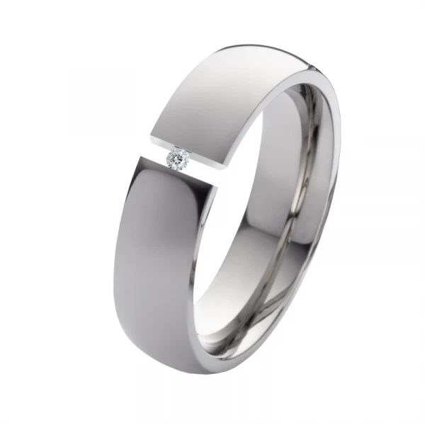 Titanring mit Diamant oder Zirkonia LUC62
