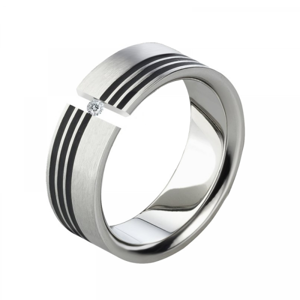 Trauringe aus Titan mit Diamanten LUC71 gravierbar