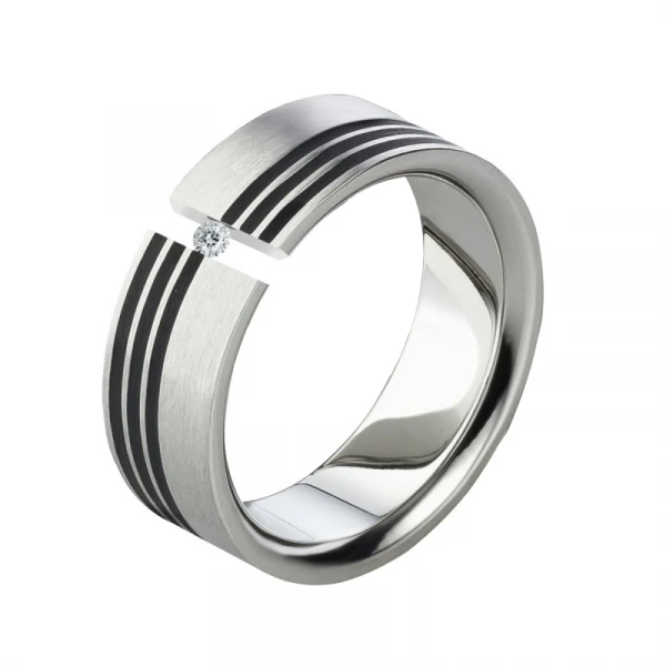 Trauring aus Titan mit Diamanten LUC71 gravierbar