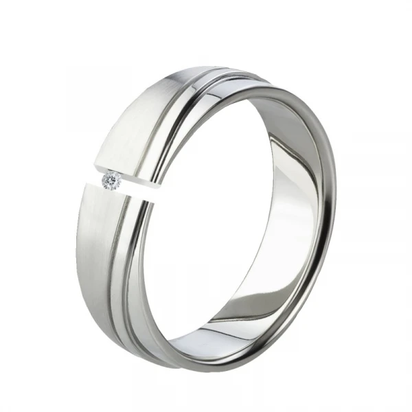 Elegante gravierbarer Titanring mit Diamant LUC72