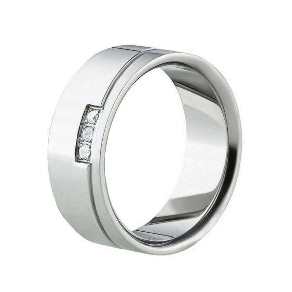 Preview: Schöne Edelstahlring mit Gravurfläche AB1134