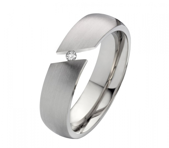 Preview: Damenring aus Titan T032 mit Zirkonia 6mm breit