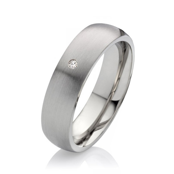 Preview: Titanring matt 6mm breit MOR14 mit Stein