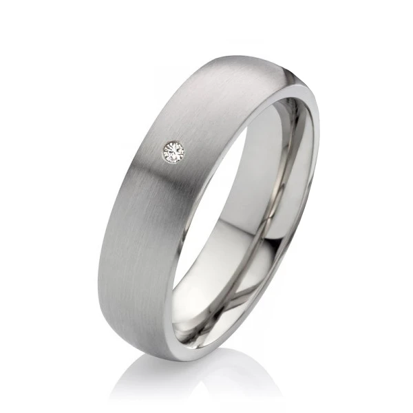 Titanring matt 6mm breit MOR14 mit Stein