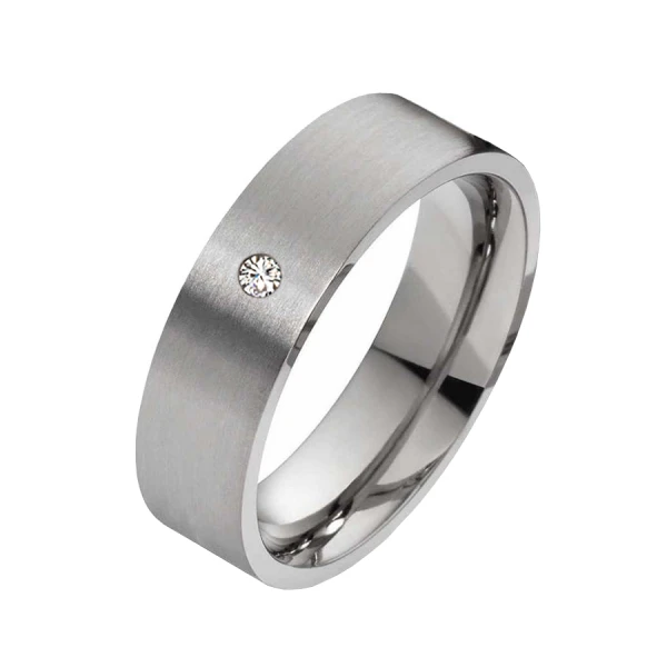 Mattierter Edelstahlring MOR26 mit Stein Gravur