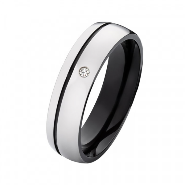 Preview: Titanring 6mm schwarz poliert MOR27 mit Gravur