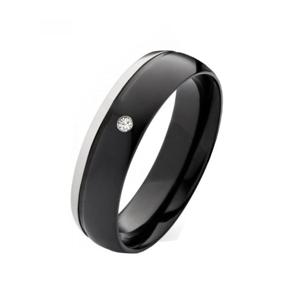 Preview: Schwarze Titanring MOR8 mit Zirkonia oder Diamant