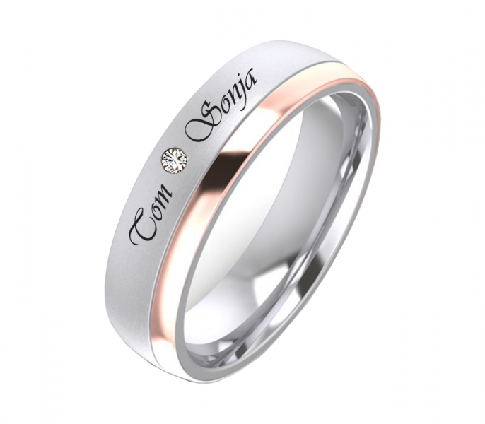 Preview: Edelstahlring E337 mit Zirkonia oder Diamant und Außengravur