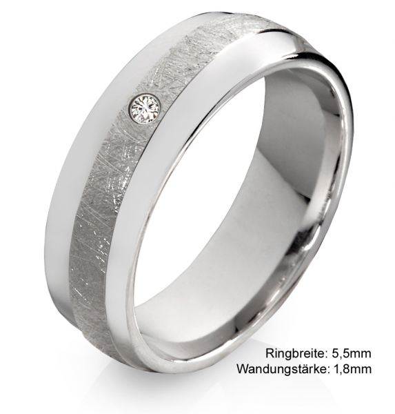Preview: Damenring SB80 aus 925 Silber mit Diamant und Gravur, Unikat