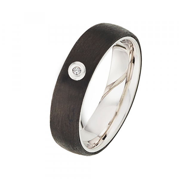 Preview: Silber Carbonring SR1946 mit Diamant