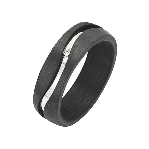 Preview: Silber Carbonring SR1938 mit Diamant und SR1939 ohne Stein