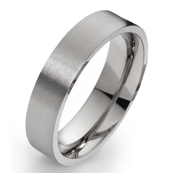 Preview: Moderne schlichte Titanring T020 mit Gravur matt