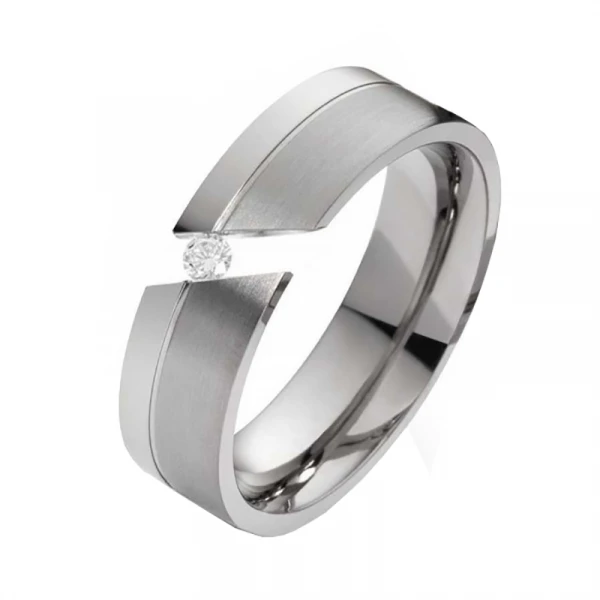 Titan Ringe Matt und poliert T054 mit Zirkonia Titan Ringe Matt und poliert T054 mit Zirkonia