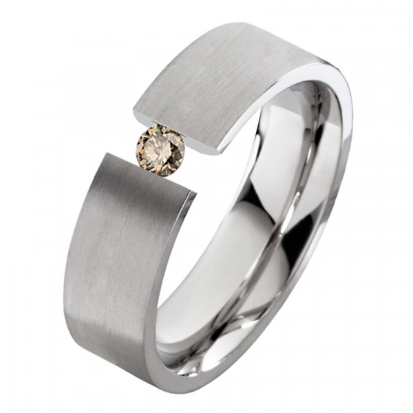 Preview: Ehering Titanring T141 mit Diamant + Gravur