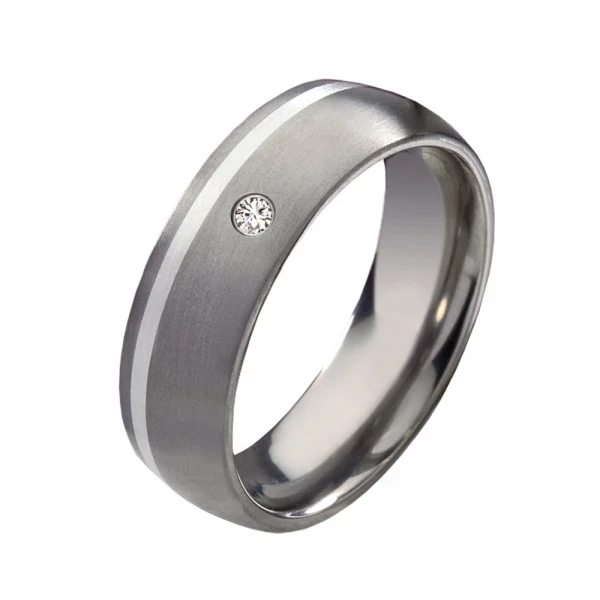 Wunderbarer Damenring aus Titan und Silber T173