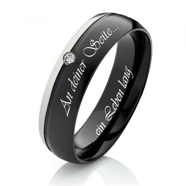 Titanring schwarz Außengravur T059