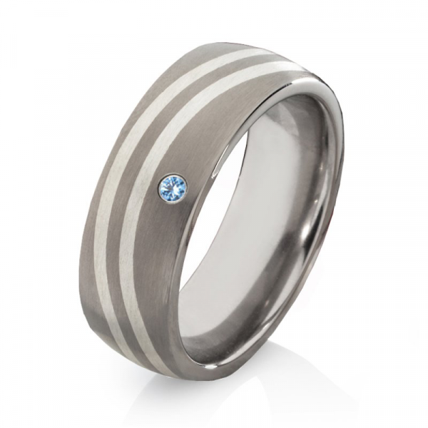 Preview: Damenring aus Titan mit Silber TS633