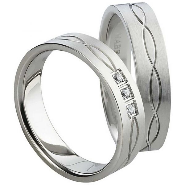 Preview: Partnerringe Edelstahl mit Wellendesign AB1022-AB1023