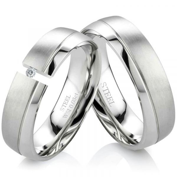 Preview: Großartige Edelstahlringe LUC13 mit Stein und Gravur