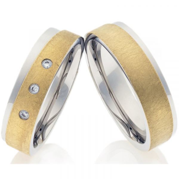 Preview: Edelstahlringe P371 mit drei Zirkonias