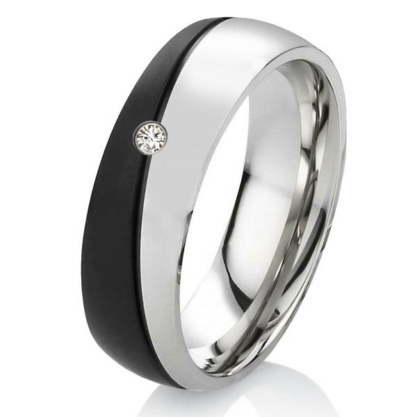 Preview: Damenring Edelstahl DE004 mit Zirkonia