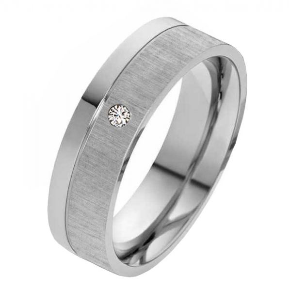Preview: Damen Ring Edelstahl DE018 mit Stein und Gravur