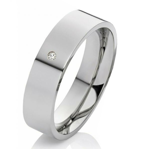 Preview: Damenring Edelstahl DE108 mit Zirkonia-Diamant