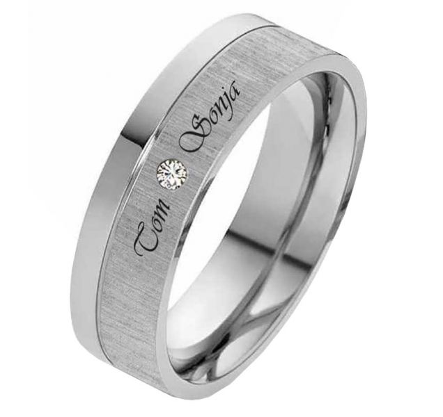 Preview: Damenring Edelstahl DE132 mit Stein