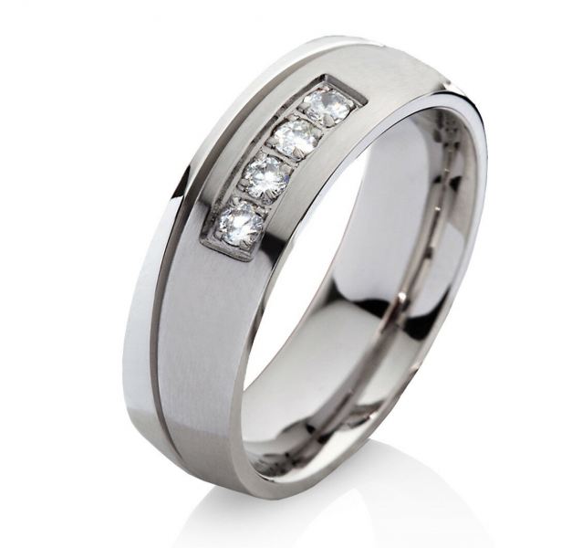 Preview: Damenring Edelstahl DE142 mit Zirkonias