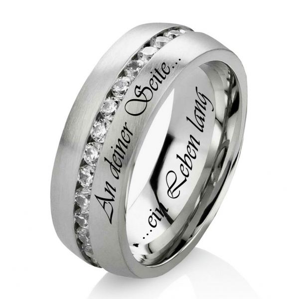 Preview: Damenring Edelstahl DE158 mit Zirkonias