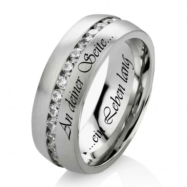 Damenring Edelstahl DE158 mit Zirkonias