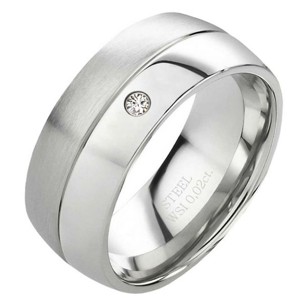 Preview: Damenring Edelstahl DE175 mit Stein